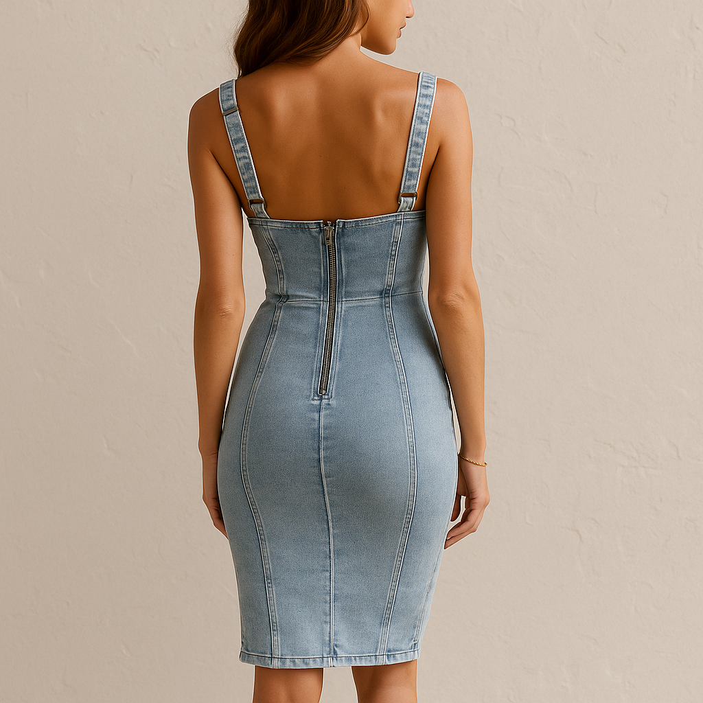 Aurora | Abito in denim con spalline regolabili