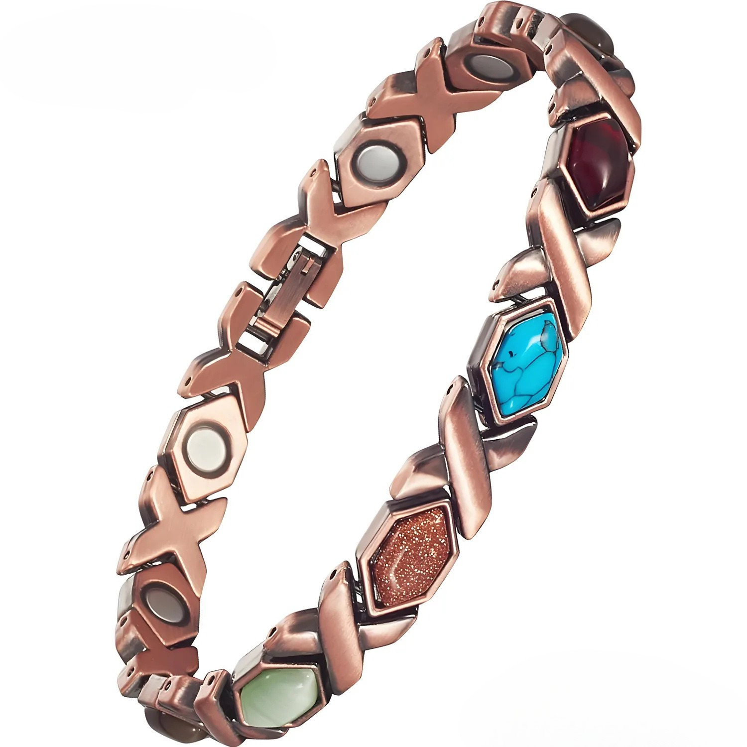 MODENZA™ Blue Energy – Pulsera de cobre y turquesa.