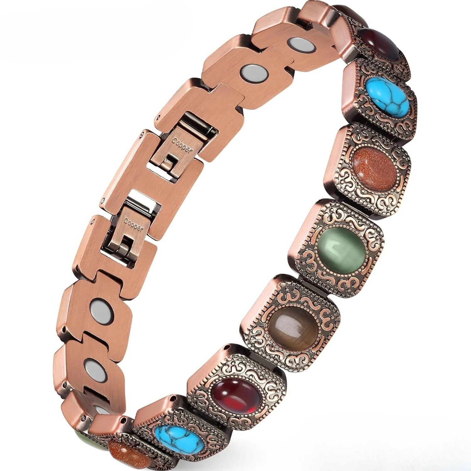 MODENZA™ Blue Energy – Pulsera de cobre y turquesa.