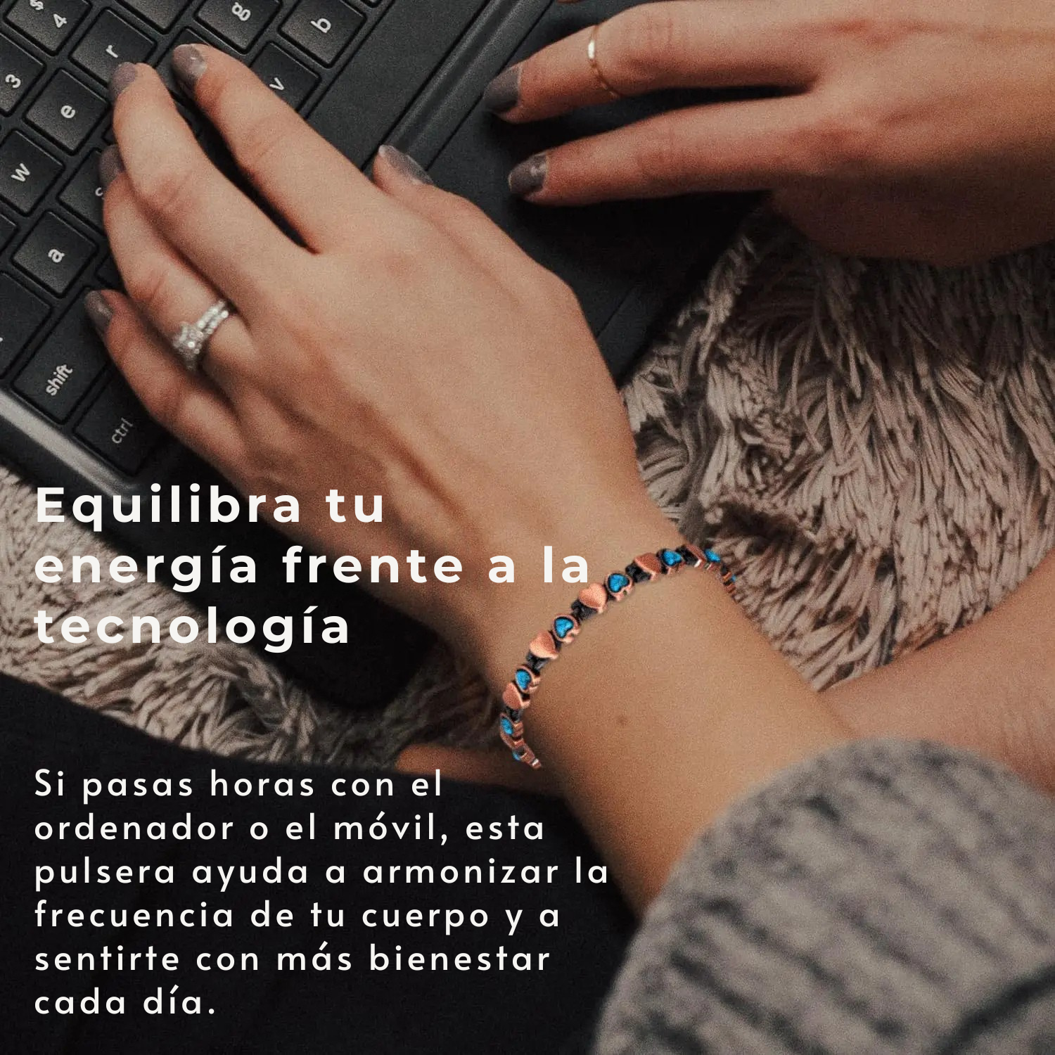 MODENZA™ Blue Energy – Pulsera de cobre y turquesa.