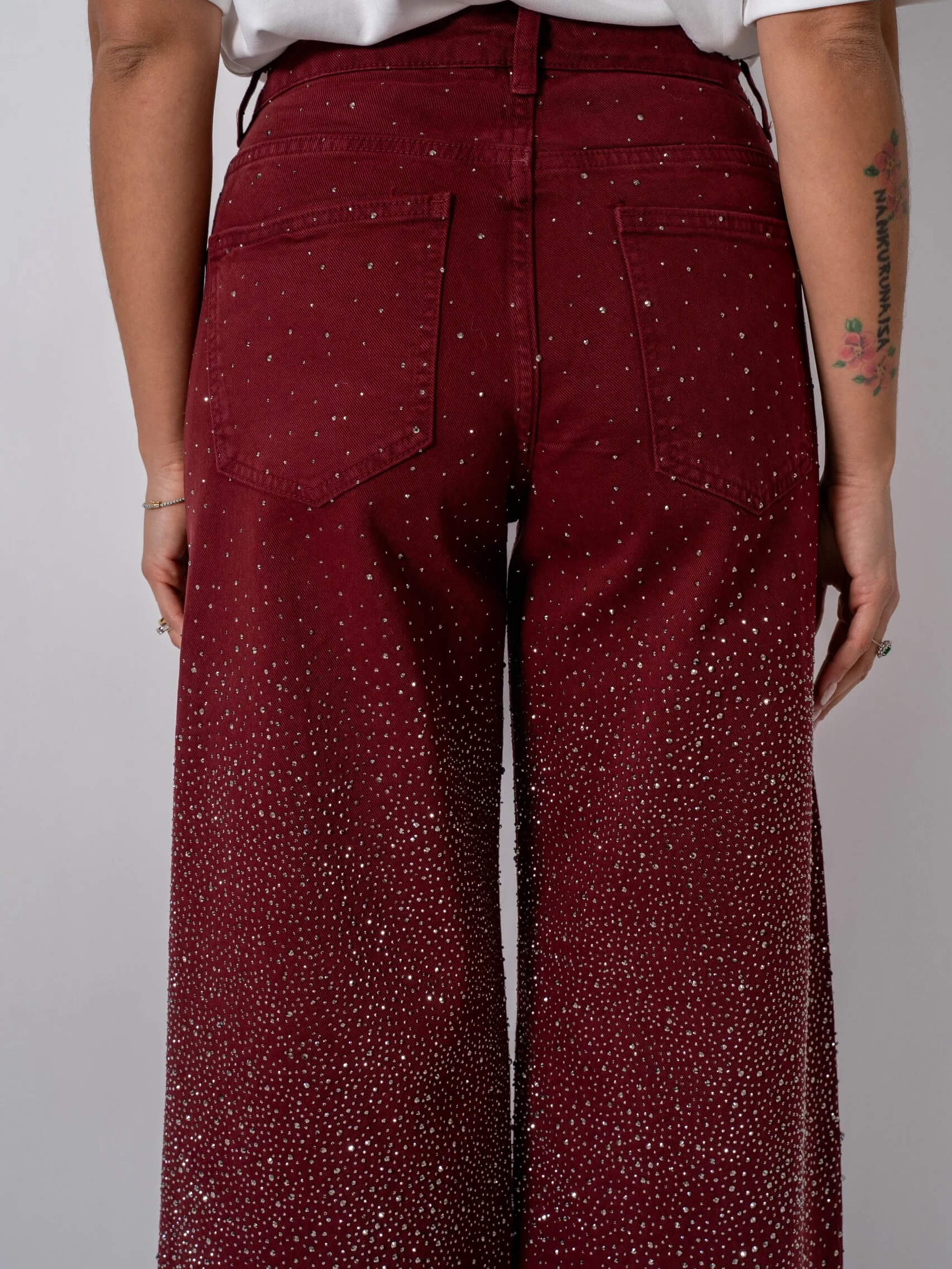 Jeans in denim glitter bordeaux