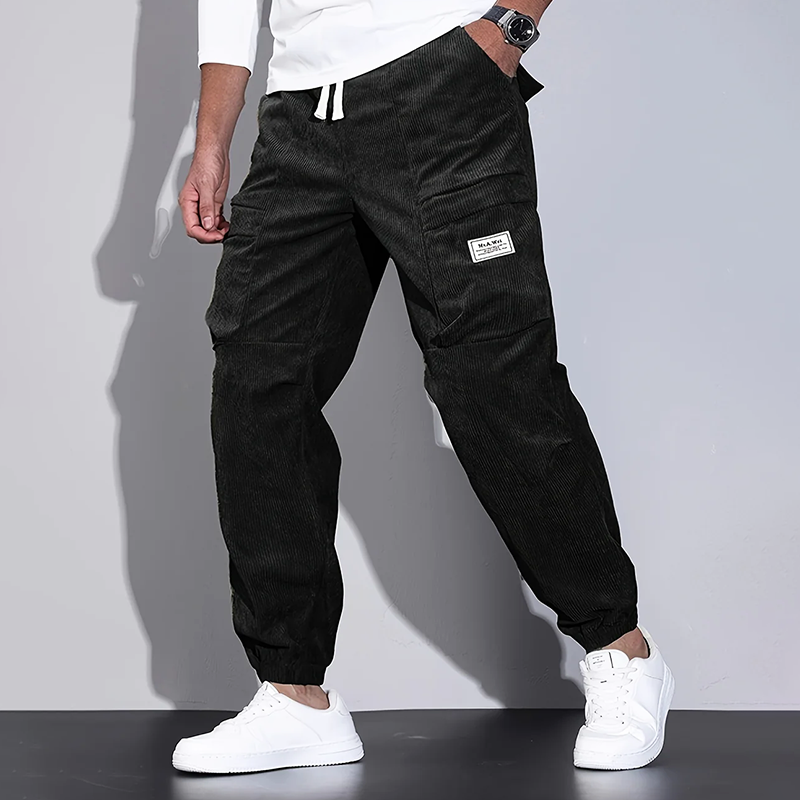 Men’s Corduroy Cargo Pants with Multiple Pockets