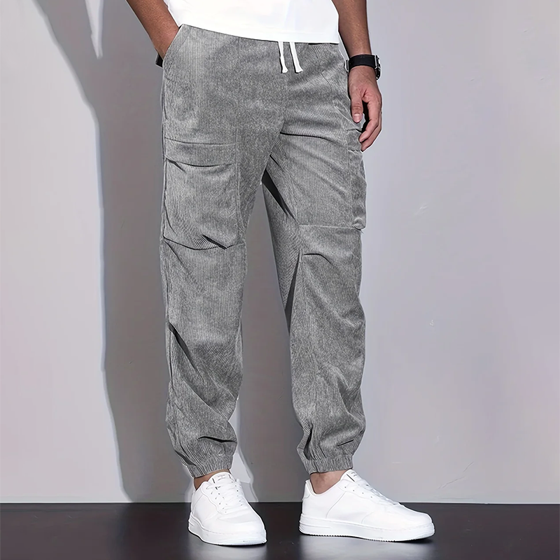 Men’s Corduroy Cargo Pants with Multiple Pockets