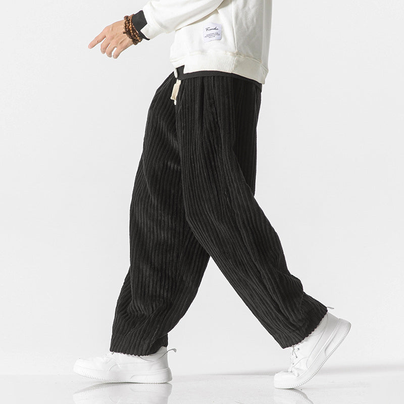 Men’s Corduroy Pants with Elastic Waist and Relaxed Fit