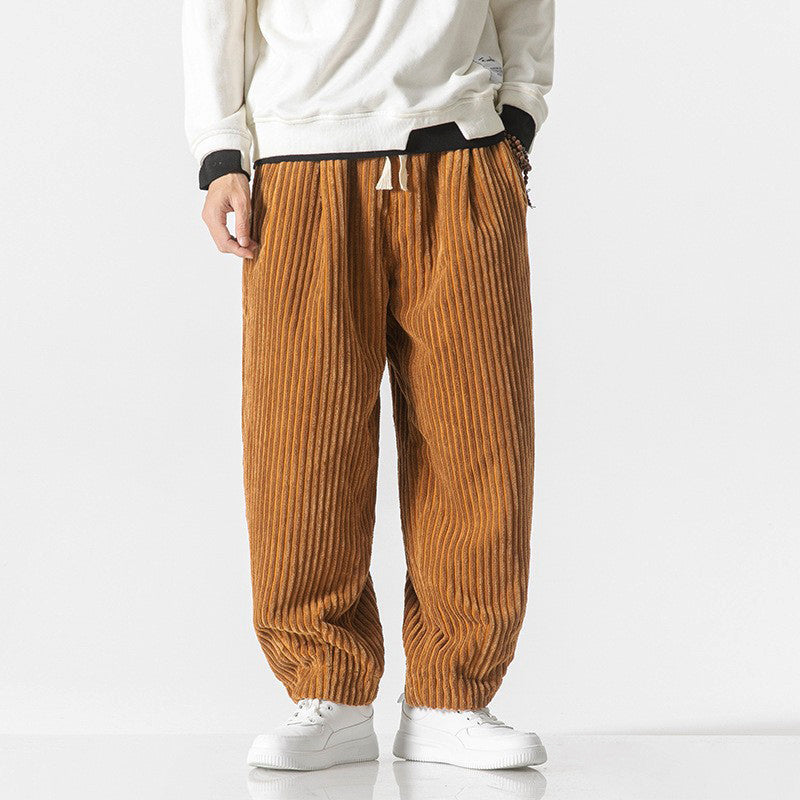 Men’s Corduroy Pants with Elastic Waist and Relaxed Fit