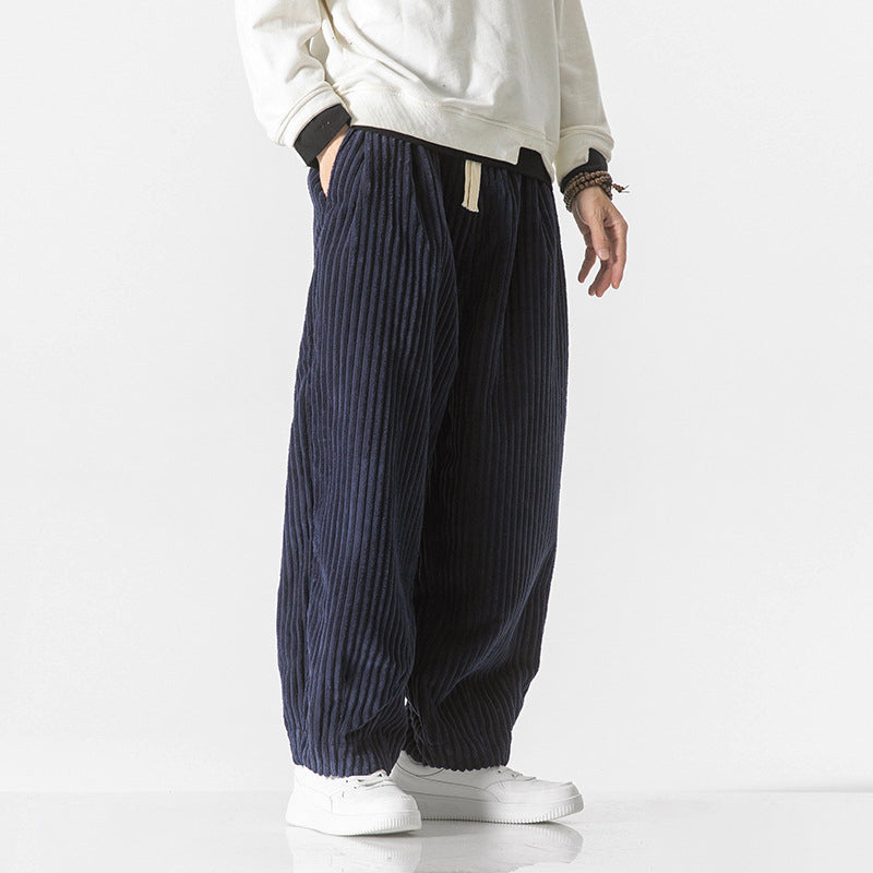 Men’s Corduroy Pants with Elastic Waist and Relaxed Fit