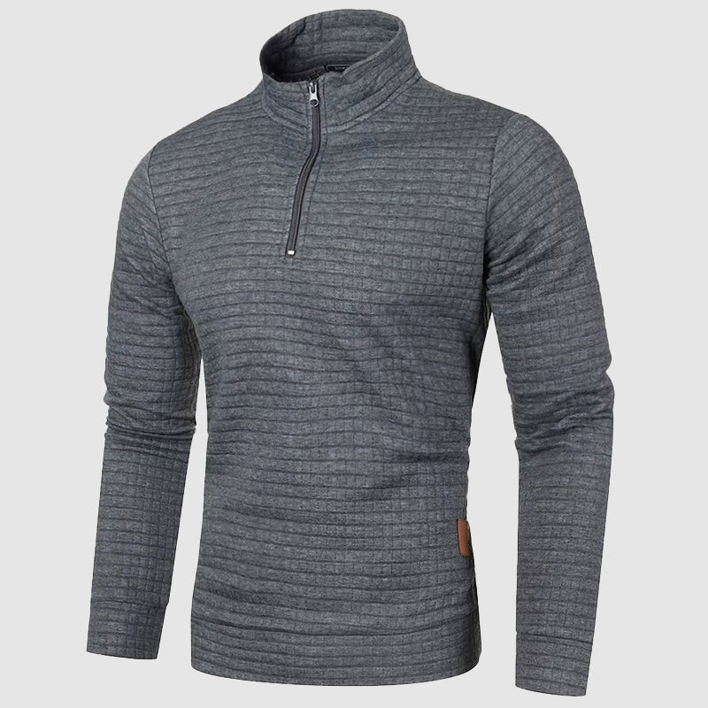 Men’s Quarter-Zip Mock Neck Sweatshirt with Textured Finish