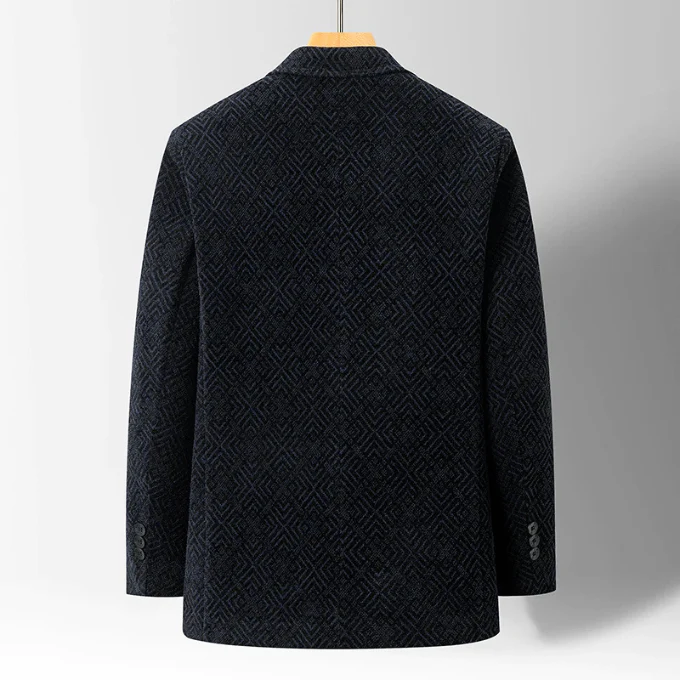Men’s Textured Pattern Coat with Faux Fur Lining