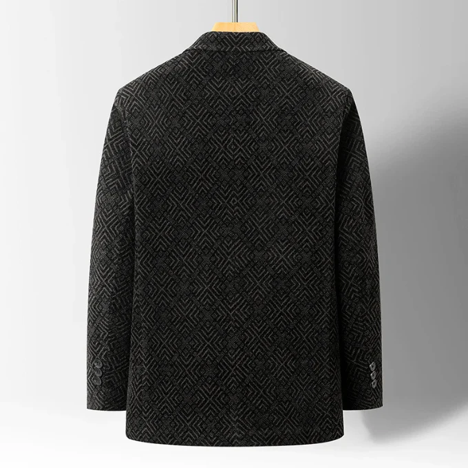 Men’s Textured Pattern Coat with Faux Fur Lining