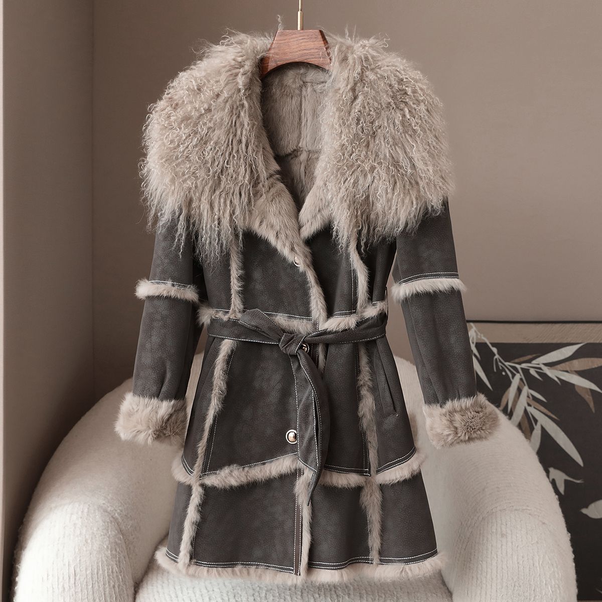 Sofia Amoretti Couture Fur Belted Coat