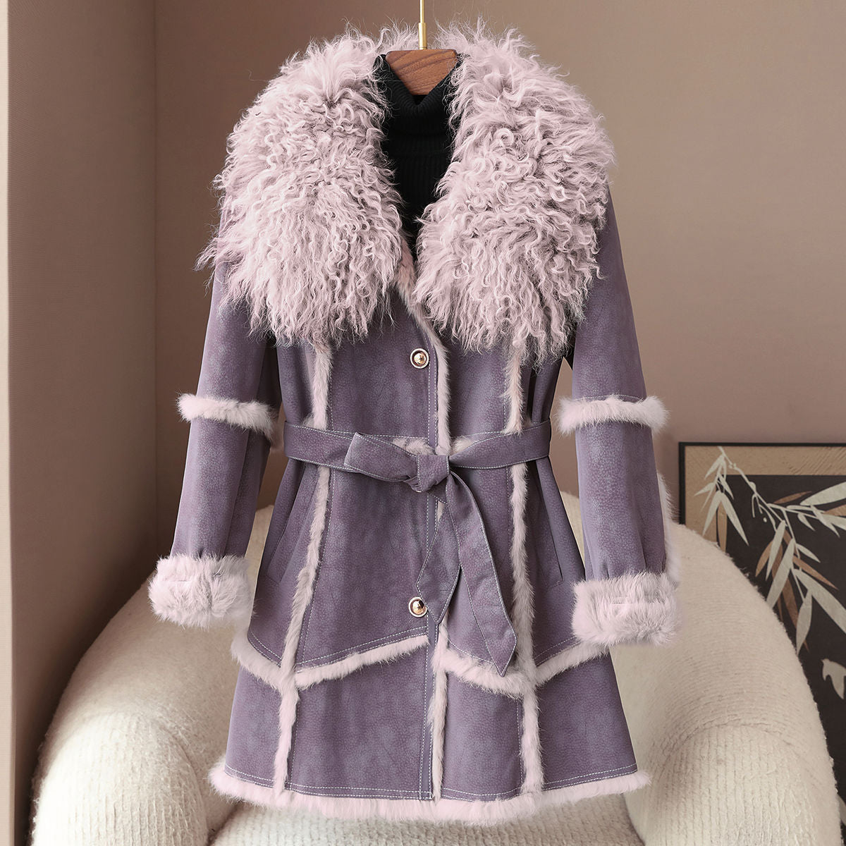 Sofia Amoretti Couture Fur Belted Coat